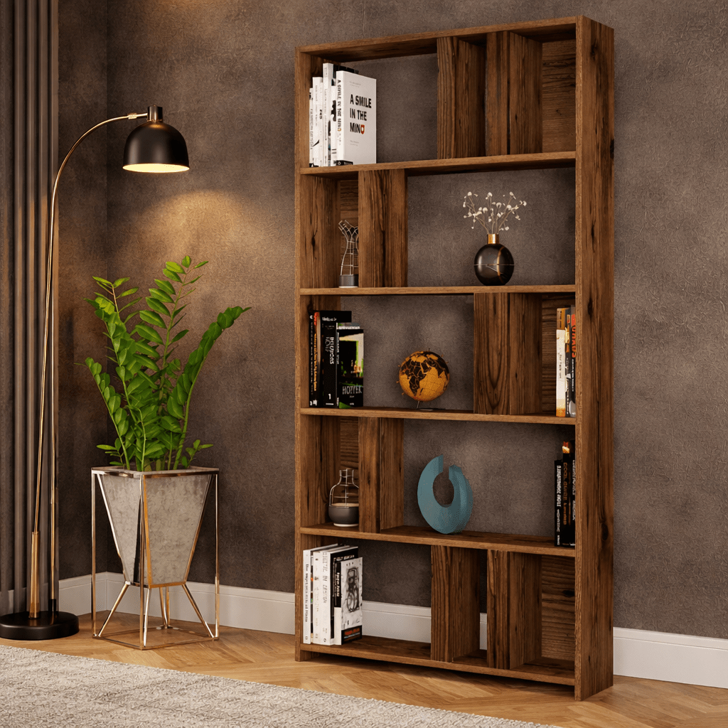 Boekenkast Lima Walnoot Melamine 90x180x20 cm