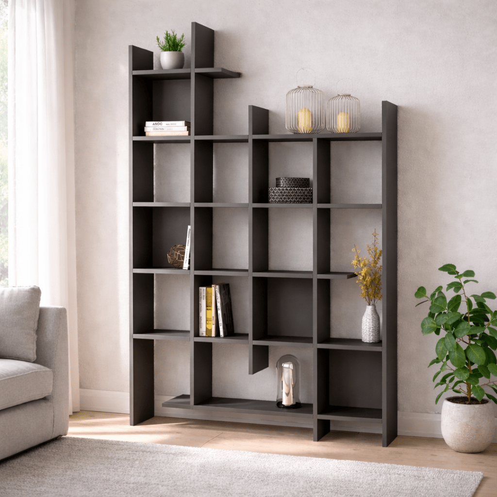 Boekenkast antraciet melamine Manco 122x188x25,5 cm