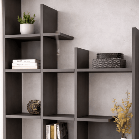 Boekenkast Manco Antraciet Melamine 122x188x25,5 cm