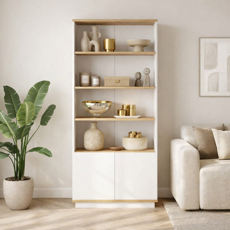 Boekenkast Nautica Atlantisch Dennenhout Wit Melamine 75x168,3x26,8 cm