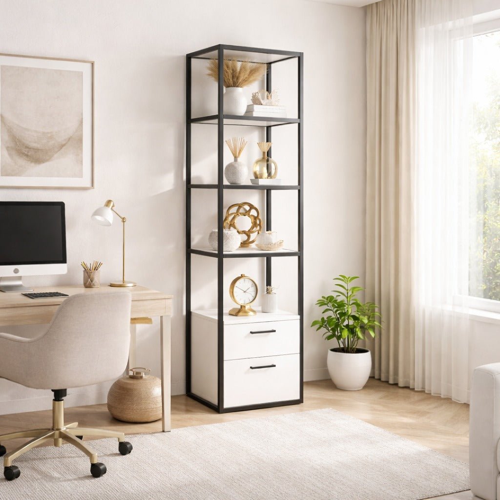 Boekenkast Robbins Black Zwart Wit Melamine 39x160x39 cm