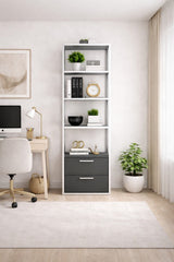 Boekenkast Robbins White Wit Antraciet Melamine 39x160x39 cm