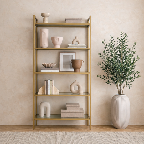 Boekenkast Veneto Goud Glas 80x165x30 cm