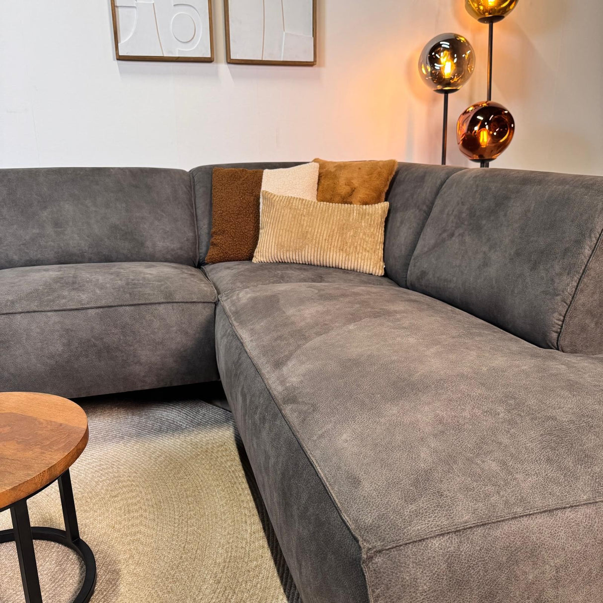 Industriële hoekbank antraciet eco-leer Brisbane - rechts