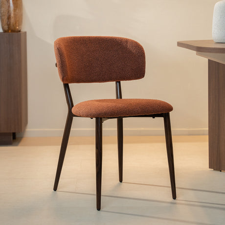Eetkamerstoelen-Japandi Eetkamerstoel Yura Koper - Walnootlook Frame-Dimehouse
