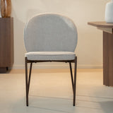 Eetkamerstoelen-Eetkamerstoel bouclé zandkleur Jiro - walnootlook frame - Japandi-Dimehouse
