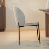 Eetkamerstoelen-Eetkamerstoel bouclé zandkleur Jiro - walnootlook frame - Japandi-Dimehouse