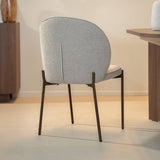 Eetkamerstoelen-Eetkamerstoel bouclé zandkleur Jiro - walnootlook frame - Japandi-Dimehouse
