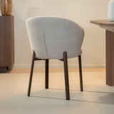 Eetkamerstoelen-Eetkamerstoel bouclé zandkleur Taro - walnootlook frame - Japandi-Dimehouse
