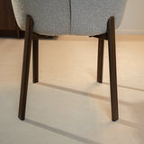 Eetkamerstoelen-Eetkamerstoel bouclé zandkleur Taro - walnootlook frame - Japandi-Dimehouse