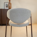 Eetkamerstoelen-Eetkamerstoel bouclé zandkleur Kaito - walnootlook frame - Japandi-Dimehouse
