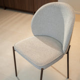 Eetkamerstoelen-Eetkamerstoel bouclé zandkleur Jiro - walnootlook frame - Japandi-Dimehouse