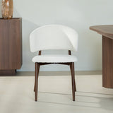 Eetkamerstoelen-Japandi Eetkamerstoel Yuka Beige - Walnootlook Frame-Dimehouse