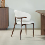 Eetkamerstoelen-Japandi Eetkamerstoel Yuka Beige - Walnootlook Frame-Dimehouse