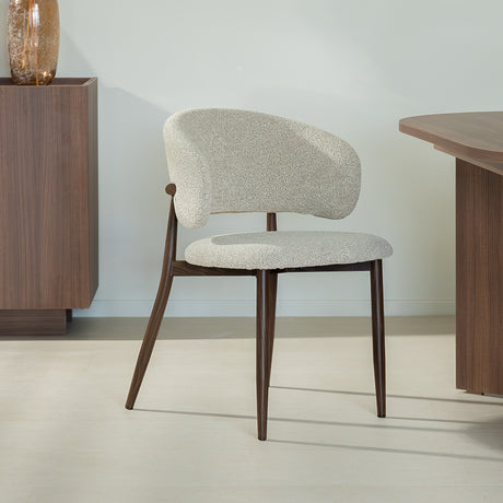 Eetkamerstoelen-Japandi Eetkamerstoel Yuka Zand - Walnootlook Frame-Dimehouse