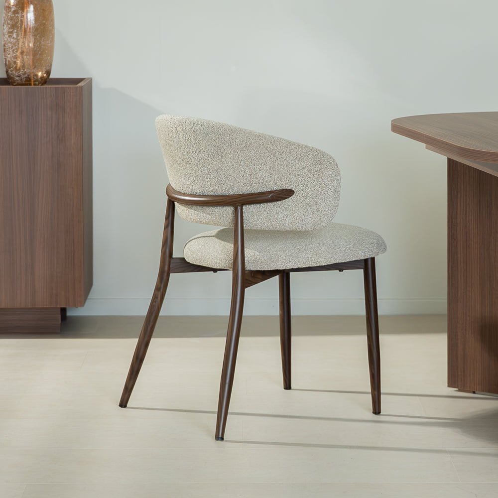Eetkamerstoelen-Japandi Eetkamerstoel Yuka Zand - Walnootlook Frame-Dimehouse