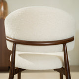 Eetkamerstoelen-Japandi Eetkamerstoel Yuka Beige - Walnootlook Frame-Dimehouse
