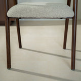 Eetkamerstoelen-Japandi Eetkamerstoel Zandkleur Bouclé Suki - Walnoot Frame - Met Armleuning-Dimehouse