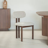 Eetkamerstoelen-Japandi Eetkamerstoel Miyo Bouclé Zandkleur - Walnootlook Frame-Dimehouse