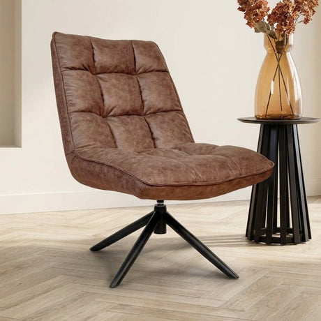 Draaifauteuil Yuki Cognac Eco-leer 360° Draaibaar sfeerfoto in modern interieur
