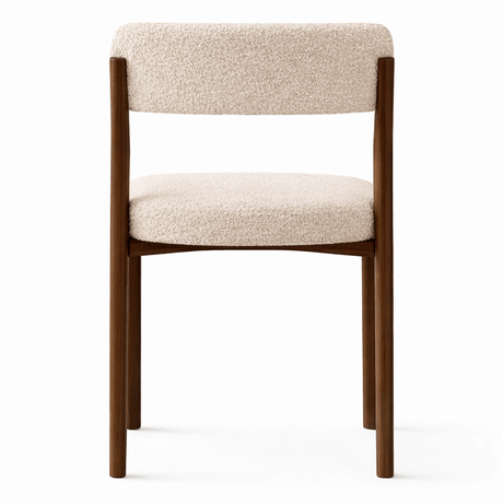 Eetkamerstoel bouclé zandkleur Aiko - walnootlook frame - Japandi