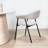 Complete Meubelset: Lea Eettafel Sintered Stone Marmerlook Travertine - Eiken Frame + 4x Lisa Eetkamerstoelen Bouclé Beige