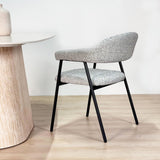 Eetkamerstoel Bouclé Grijs Lisa - Zwart Frame