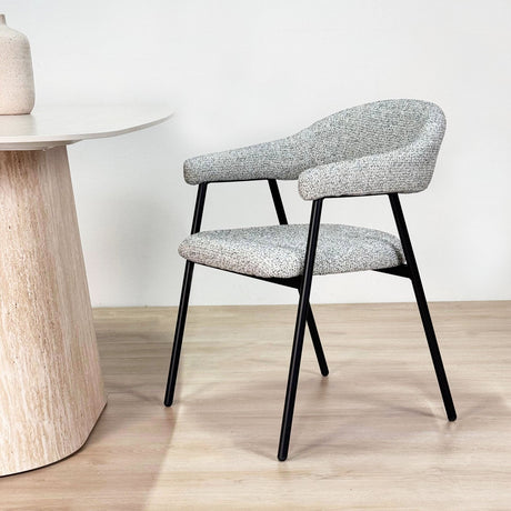 Eetkamerstoel Set van 4 Bouclé Grijs Lisa - Zwart Frame