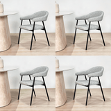 Eetkamerstoel Set van 4 Bouclé Grijs Lisa - Zwart Frame