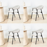 Eetkamerstoel Set van 4 Bouclé Beige Lisa - Zwart Frame