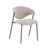 Eetkamerstoelen-Eetkamerstoel bouclé zandkleur Kaito - walnootlook frame - Japandi-Dimehouse