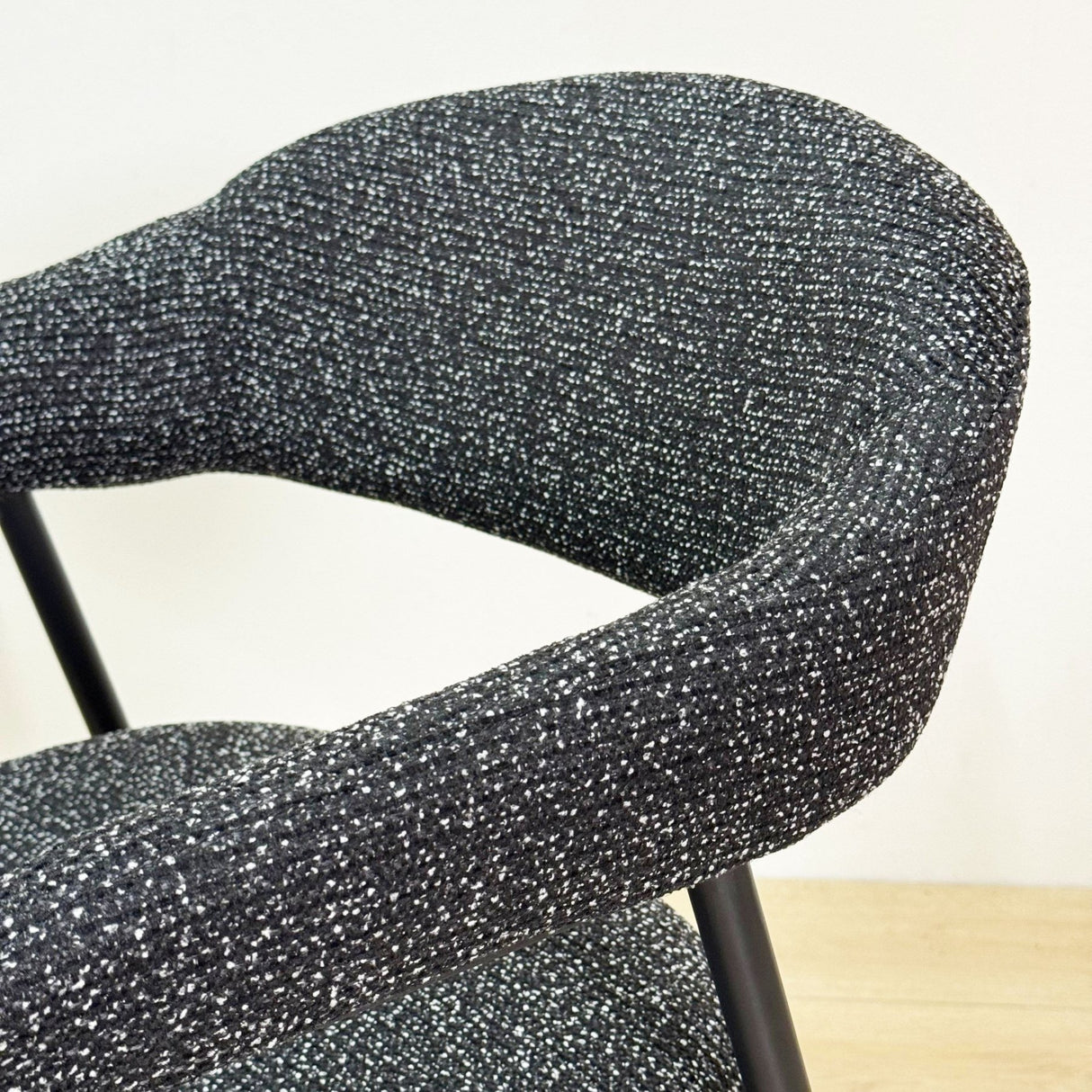 Eetkamerstoel Bouclé Zwart Lisa - Zwart Frame