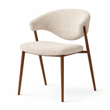 Eetkamerstoelen - Eetkamerstoel bouclé zandkleur Kaito - walnootlook frame - Japandi - Dimehouse