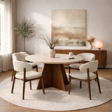 Eetkamertafel rond Walnoot met Travertin top Mary - 125 cm