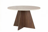 Eetkamertafel rond Walnoot met Travertin top Mary - 125 cm