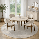 Eettafel Travertine en Walnoot Melamine uitschuifbaar 100-130 cm - Vienna