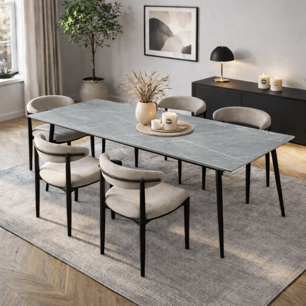 Eettafels - Eettafel Sintered Stone Marmerlook Grijs - Jules - Dimehouse