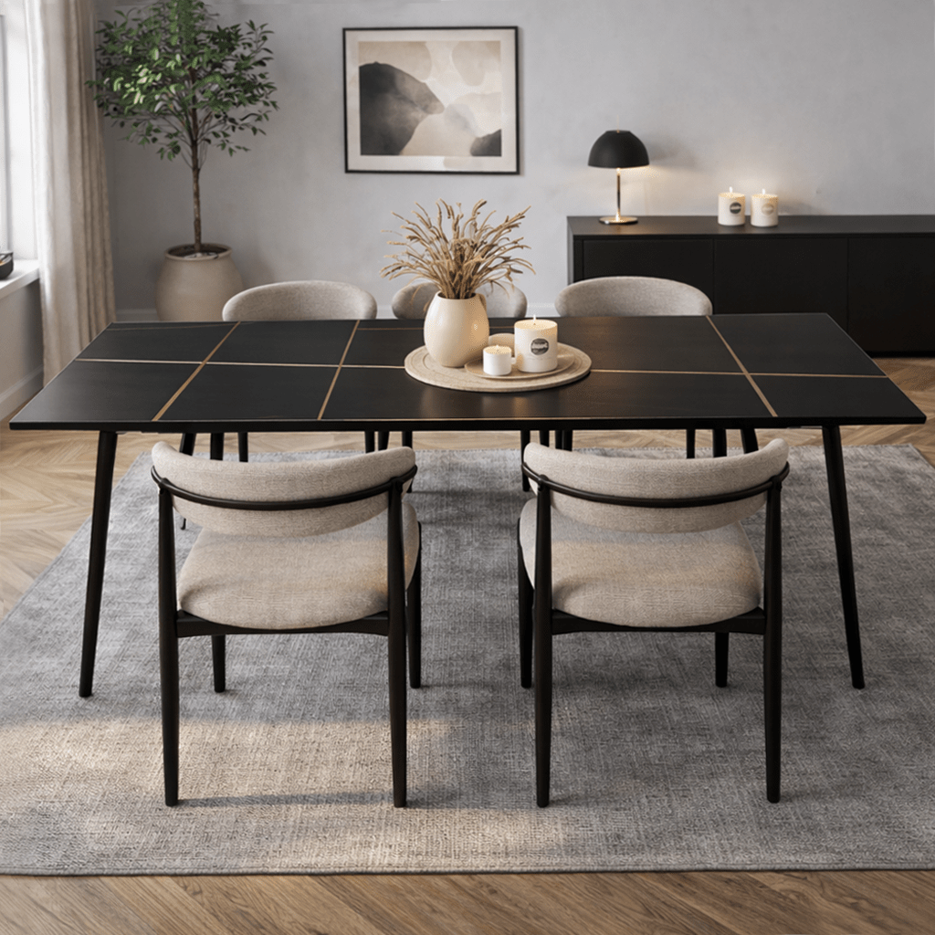 Eettafels - Eettafel Sintered Stone Marmerlook Zwart - Jules - Dimehouse