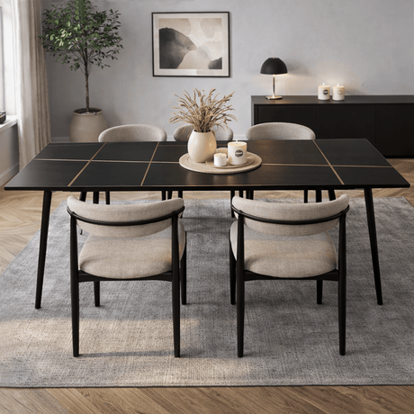 Eettafel Sintered Stone Marmerlook Zwart - Jules