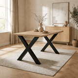Eettafel Lenzo Rustiek Eiken - Zwarte X-poot
