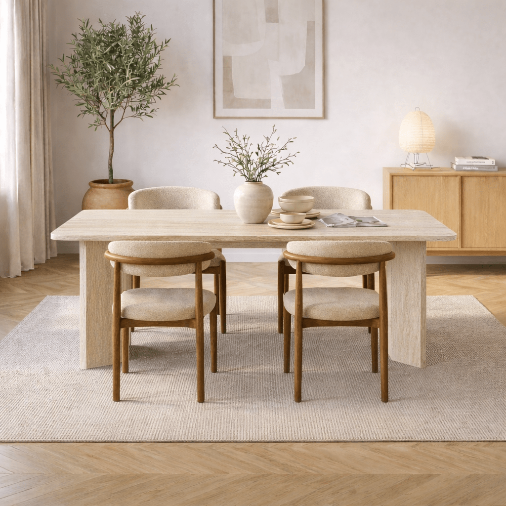 Eettafel Travertine Melamine rechthoekig 180x89,5x75 cm - Linova