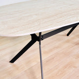Eettafel Jimi Deens Ovaal Keramiek Travertinlook 180 cm