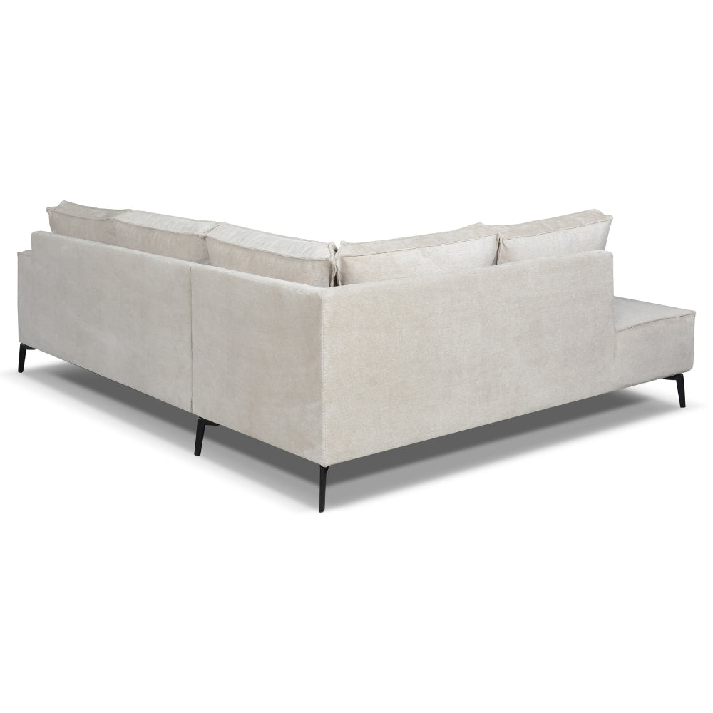 Hoekbank Yara met chaise longue links chenille beige