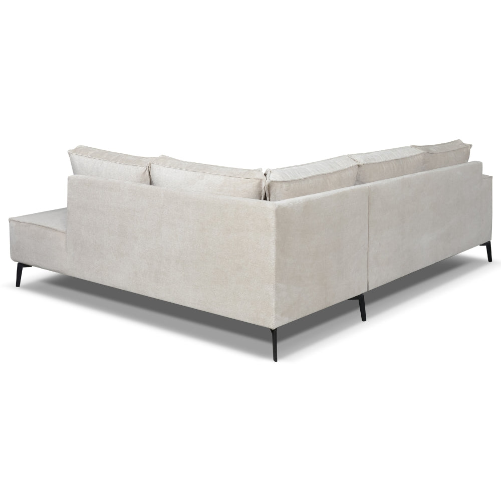 Hoekbank Yara met chaise longue rechts chenille beige