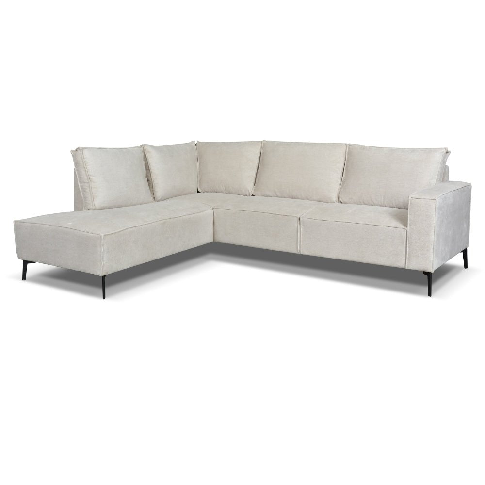 Hoekbank Yara met chaise longue links chenille beige