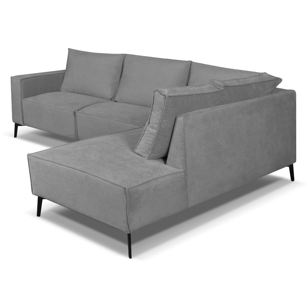 Hoekbank Yara met chaise longue links chenille grijs