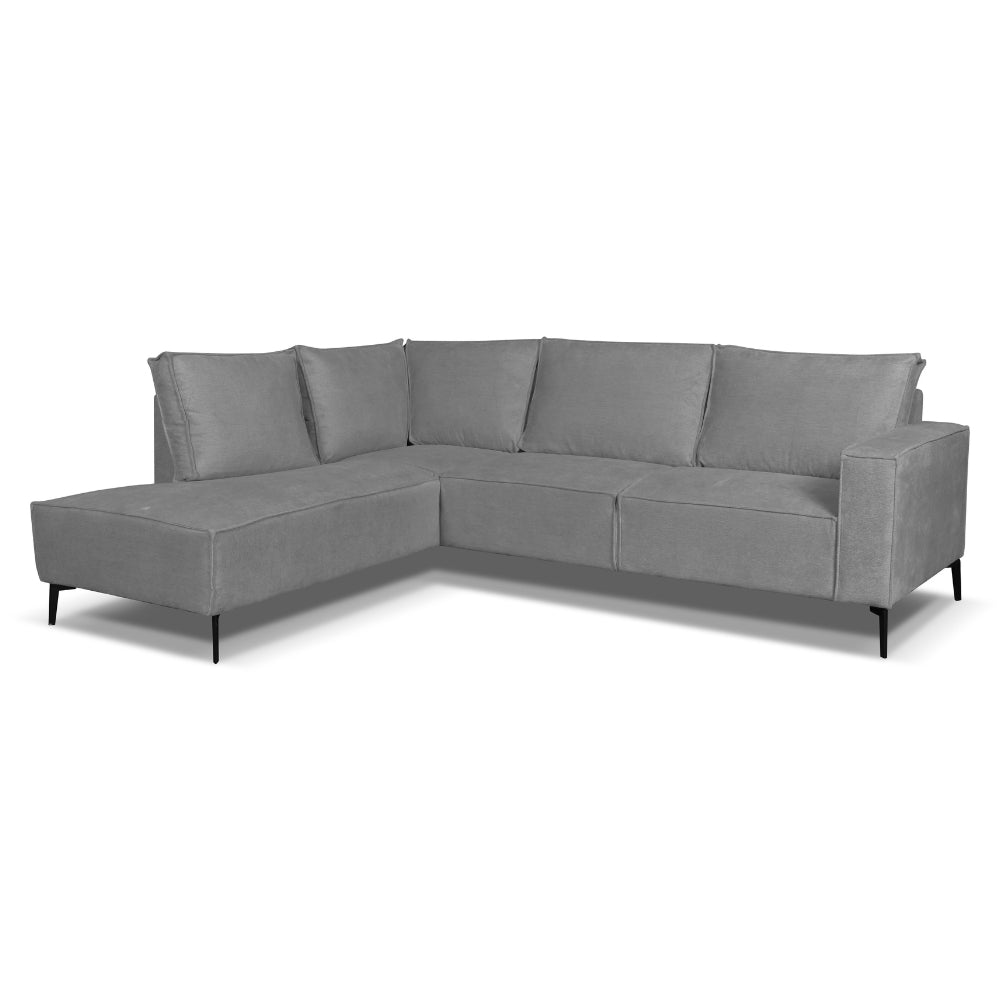 Hoekbank Yara met chaise longue links chenille grijs