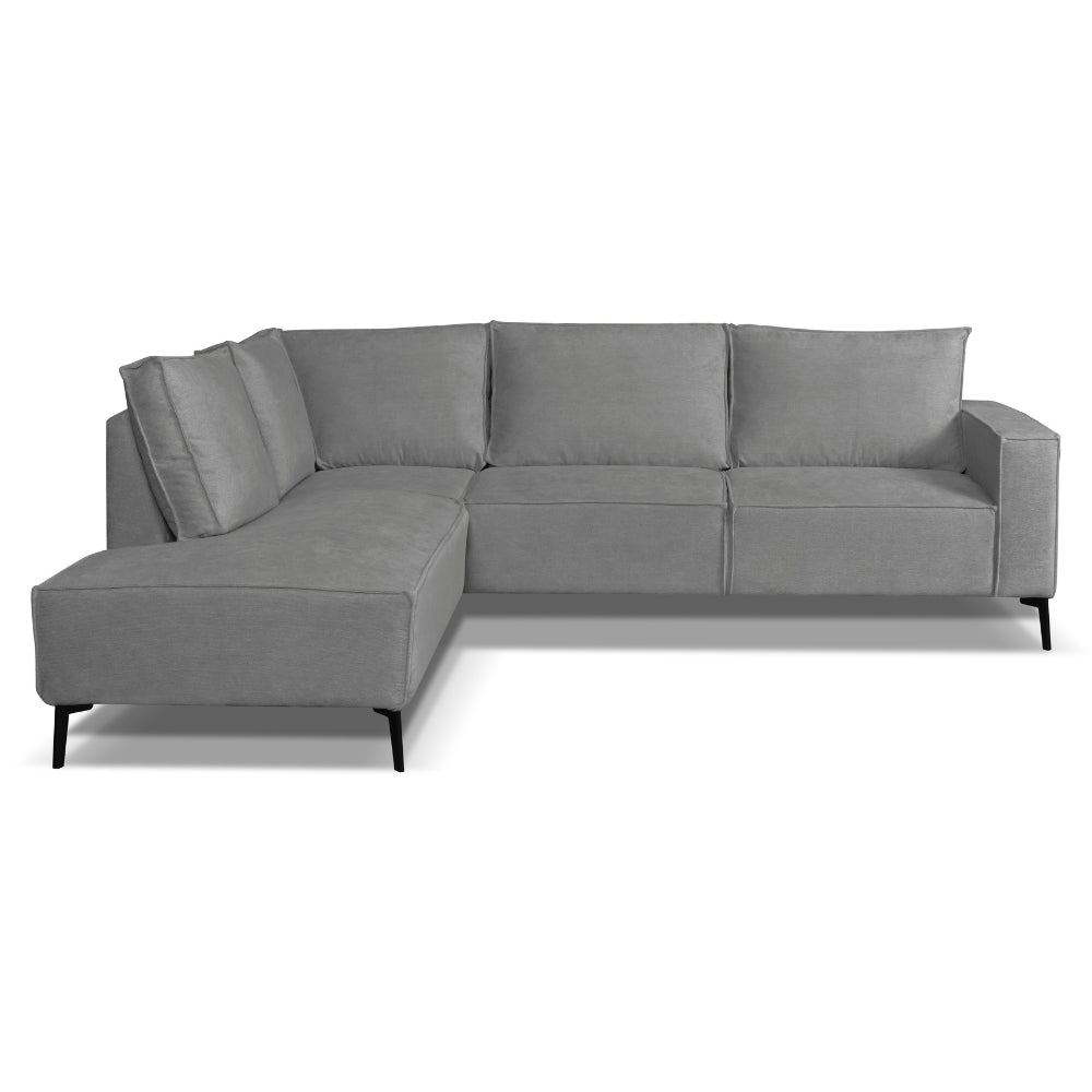 Hoekbank Yara met chaise longue links chenille grijs