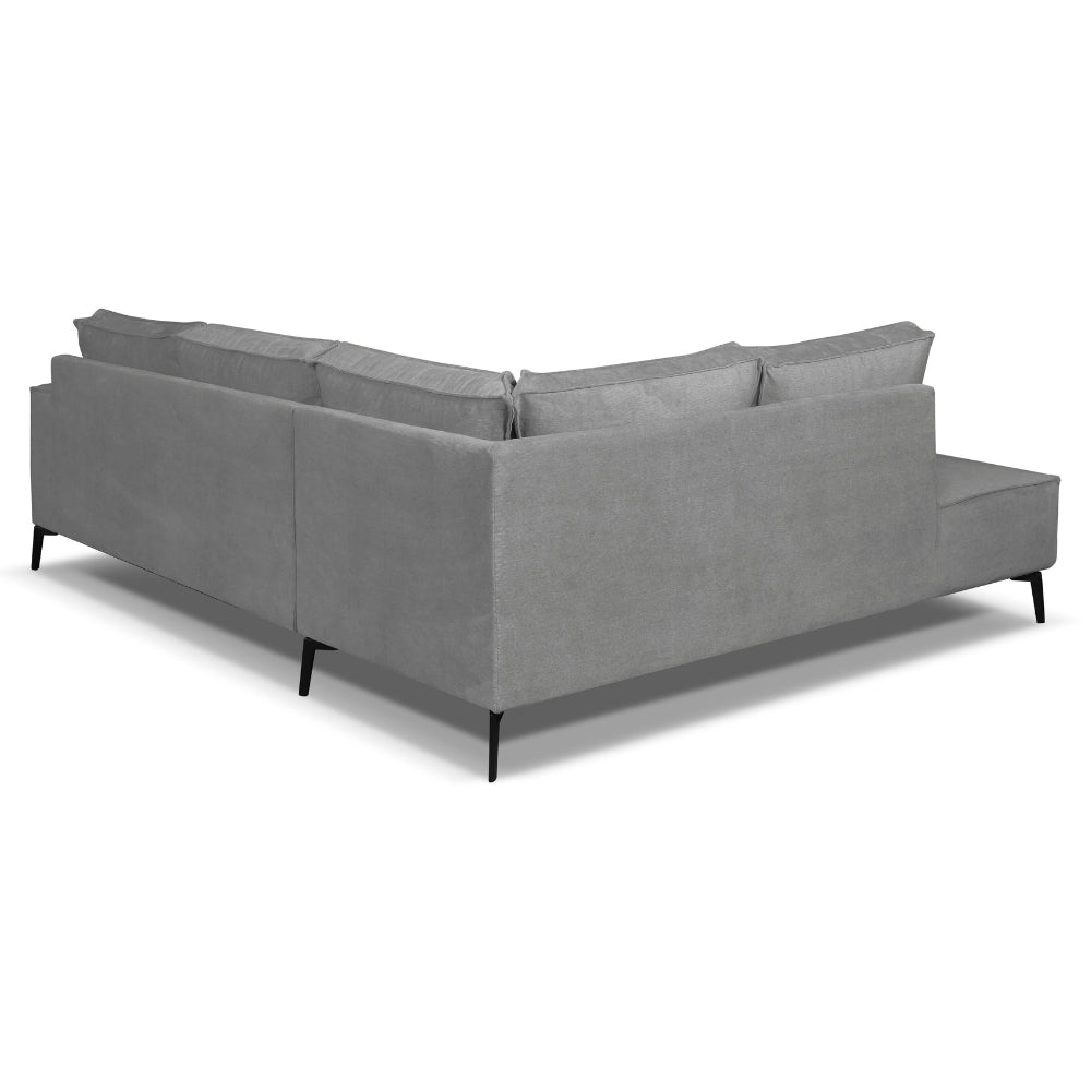 Hoekbank Yara met chaise longue links chenille grijs