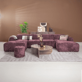Banken-U-bank paars chenille stof - 342x165 cm - Shane-Dimehouse